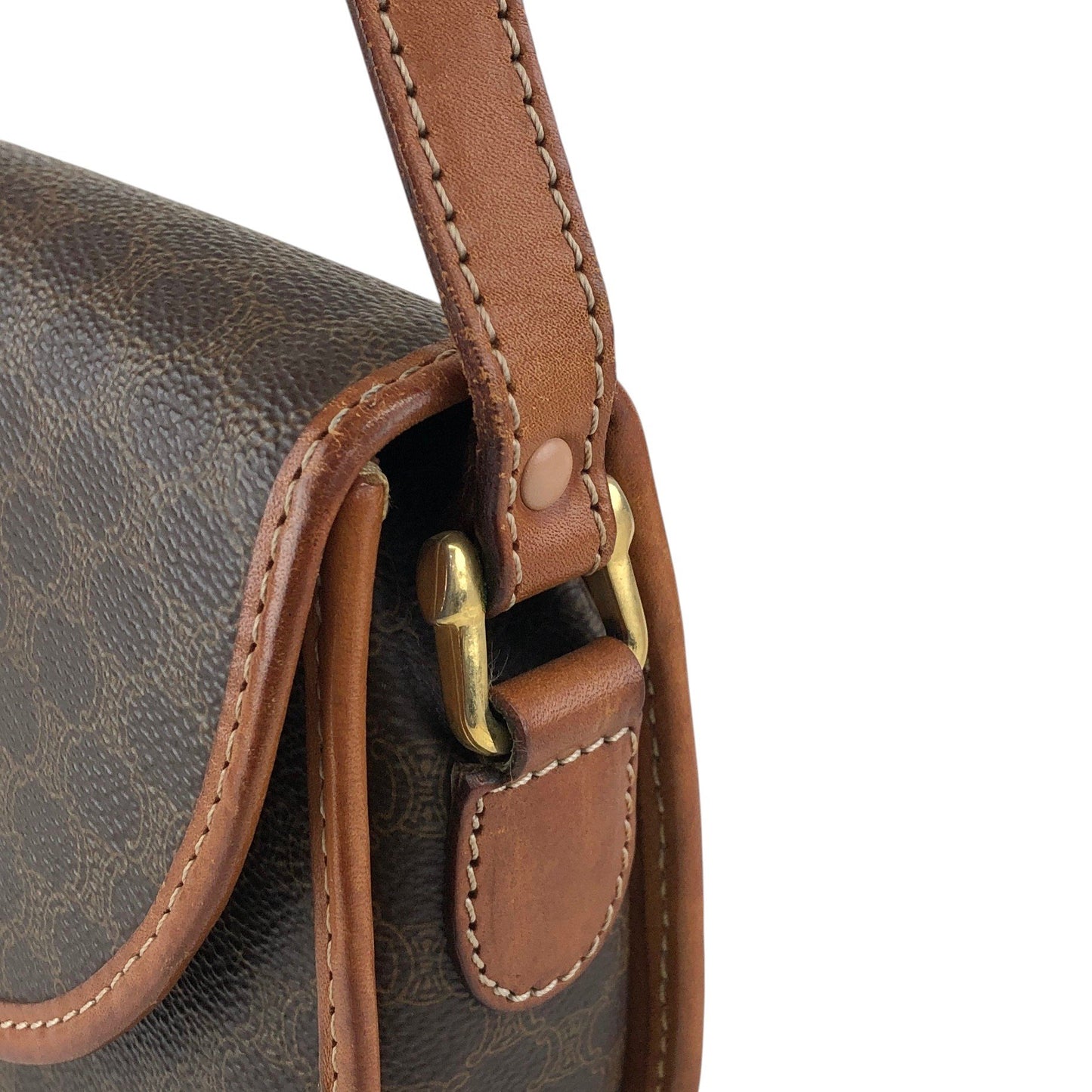 CELINE Macadam Blason Shoulder bag Brown Vintage ezwy2j