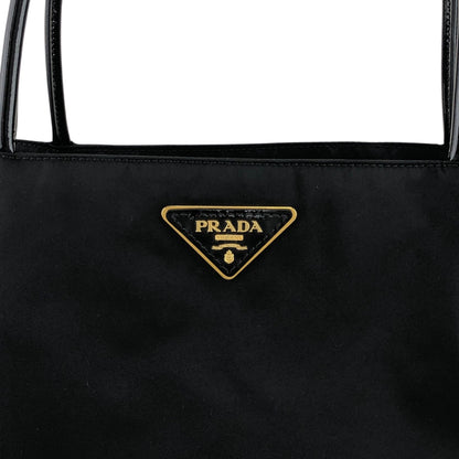 PRADA Tessuto Logo Handbag Black Vintage cmchvi