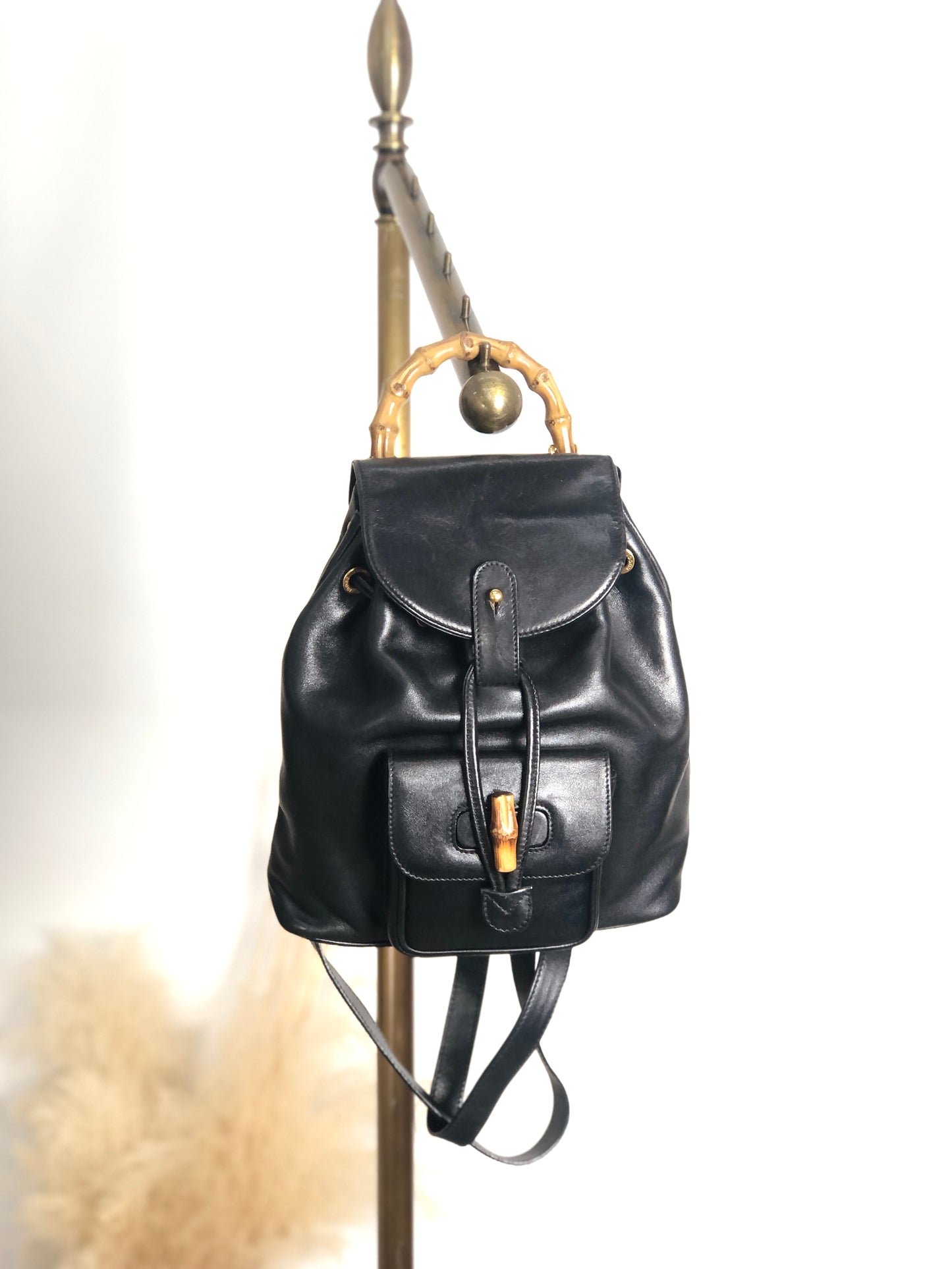 GUCCI Bamboo Backpack Black Vintage tfjt8e