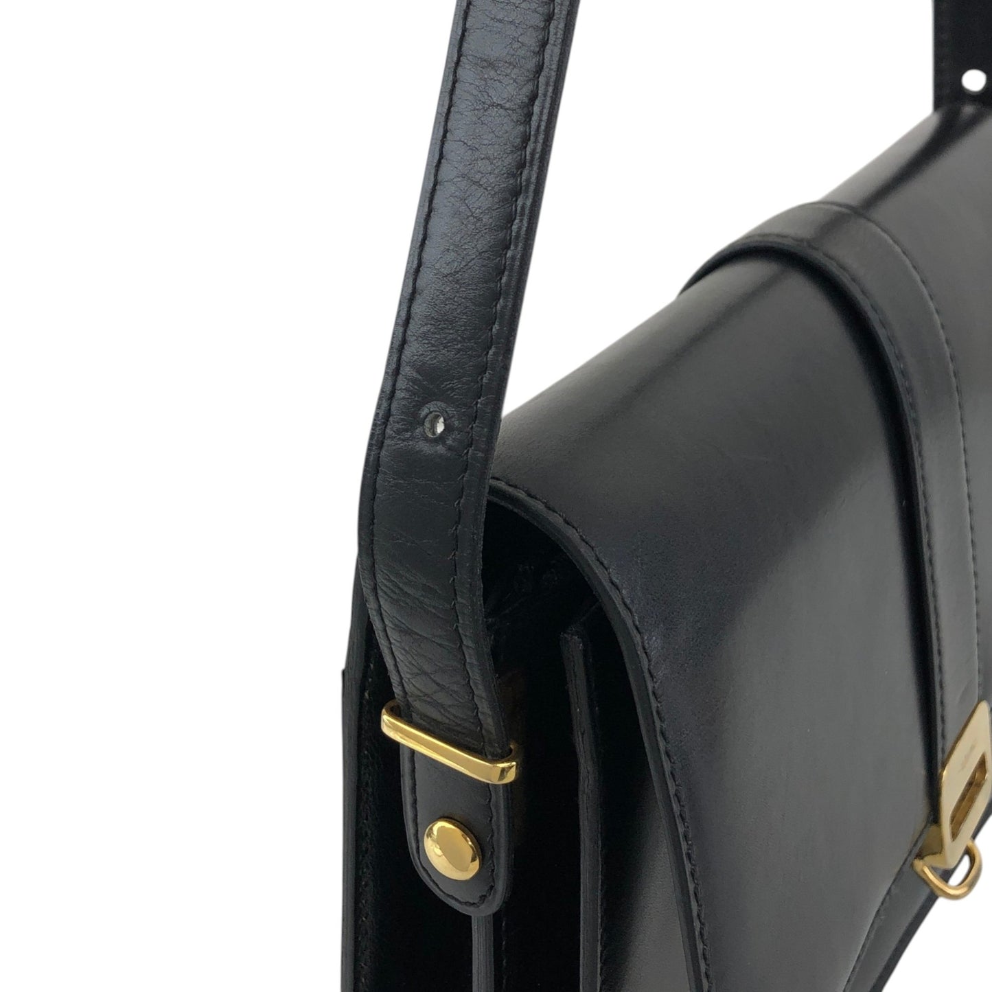 CELINE Horse Bit Shoulder bag Black Vintage 3kmi4e