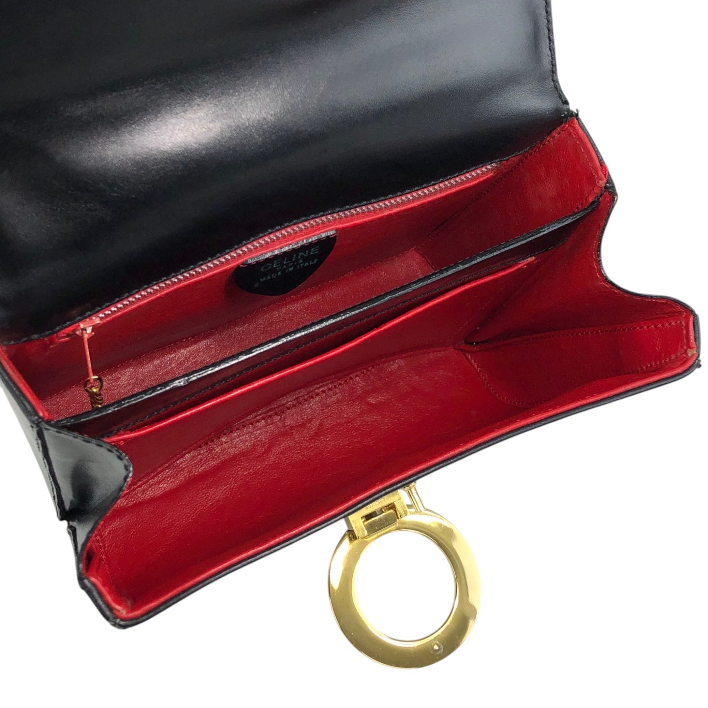 CELINE Circle Logo Shoulder bag Black Vintage ee7fti