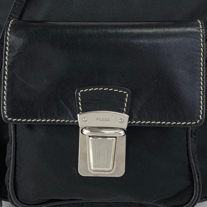 PRADA Triangle Logo Handbag Shoulder bag Black Vintage ntuyze