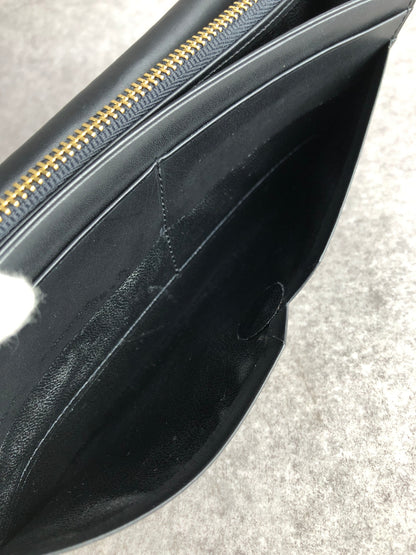 Yves Saint Laurent YSL Logo Long Wallet Black Vintage czyrem