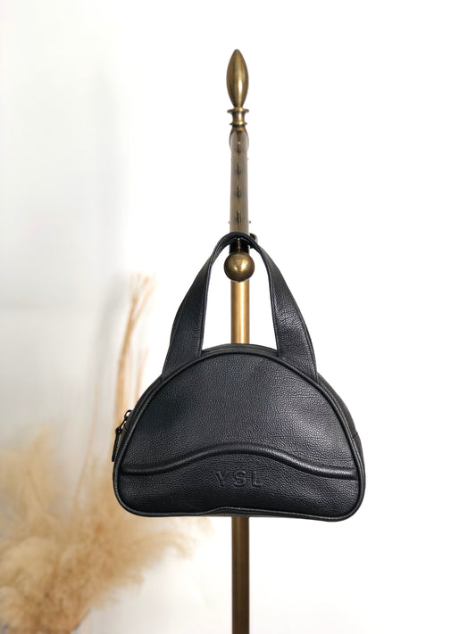 Yves Saint Laurent YSL Logo Handbag Black Vintage ygtkm5