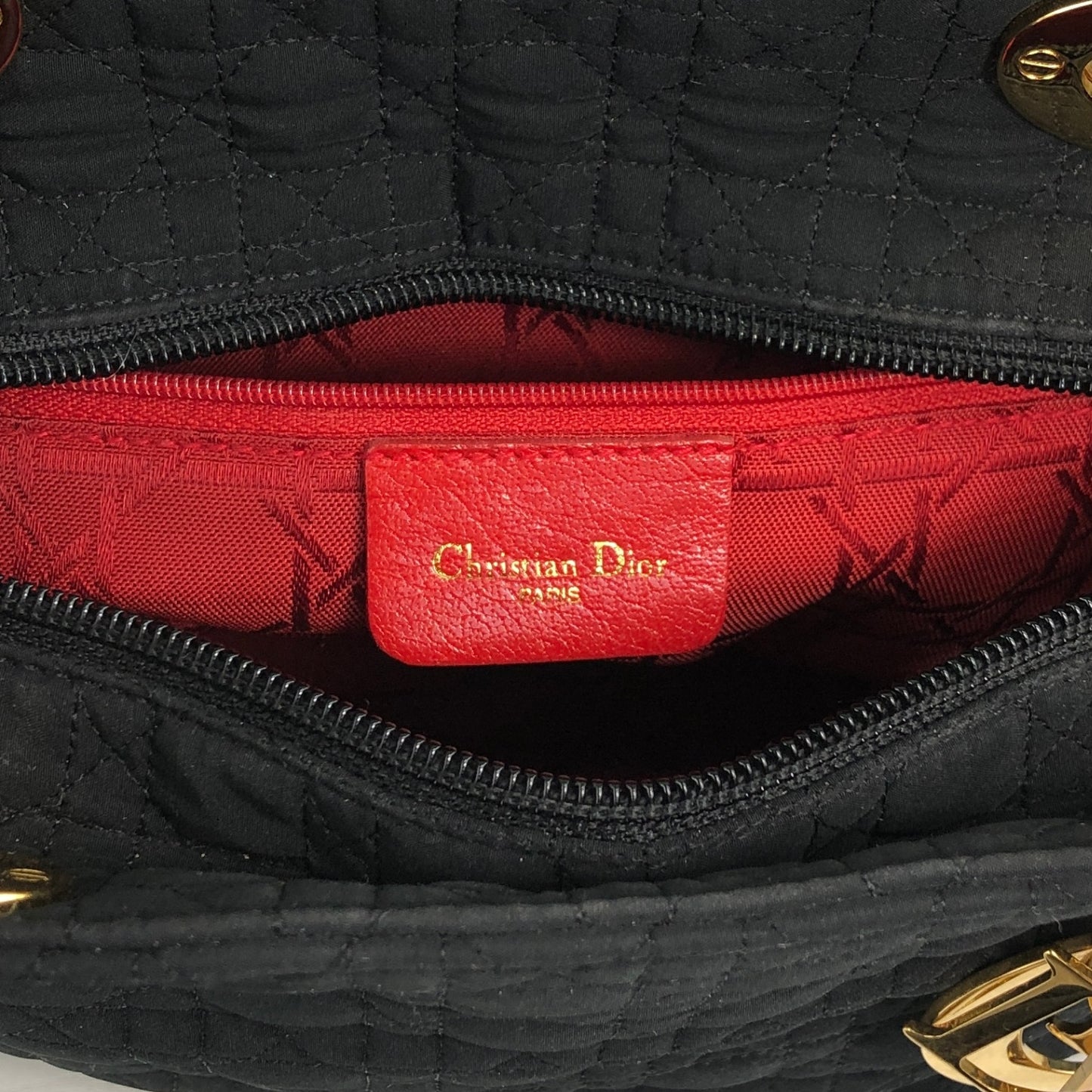 Christian Dior Lady Dior Cannage Charm Handbag Black Vintage 6egyhj