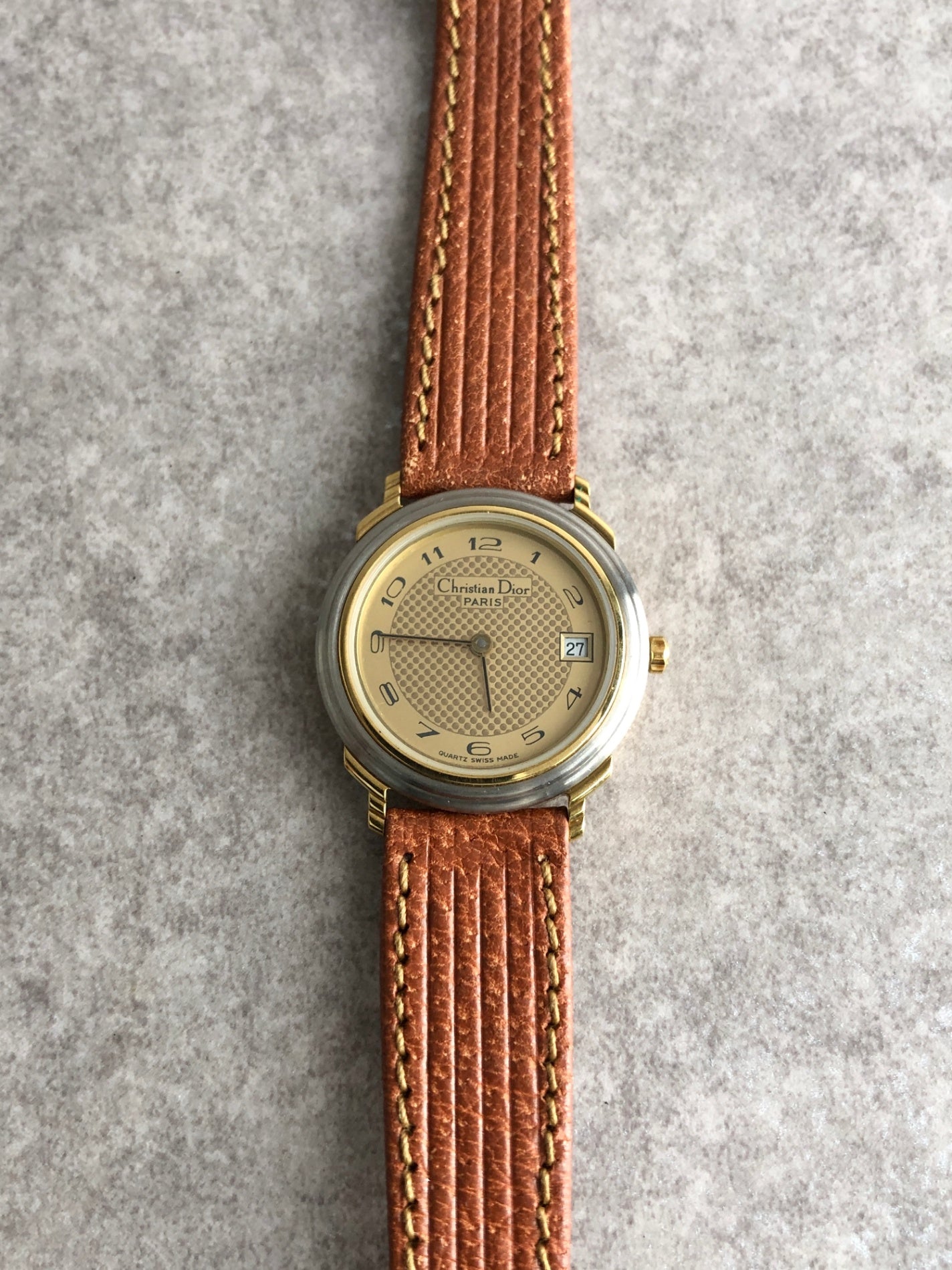 Christian Dior Quartz Watch Brown Vintage 6ytb8u