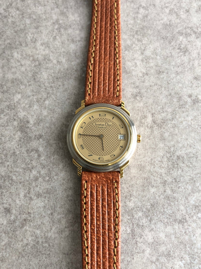 Christian Dior Quartz Watch Brown Vintage 6ytb8u