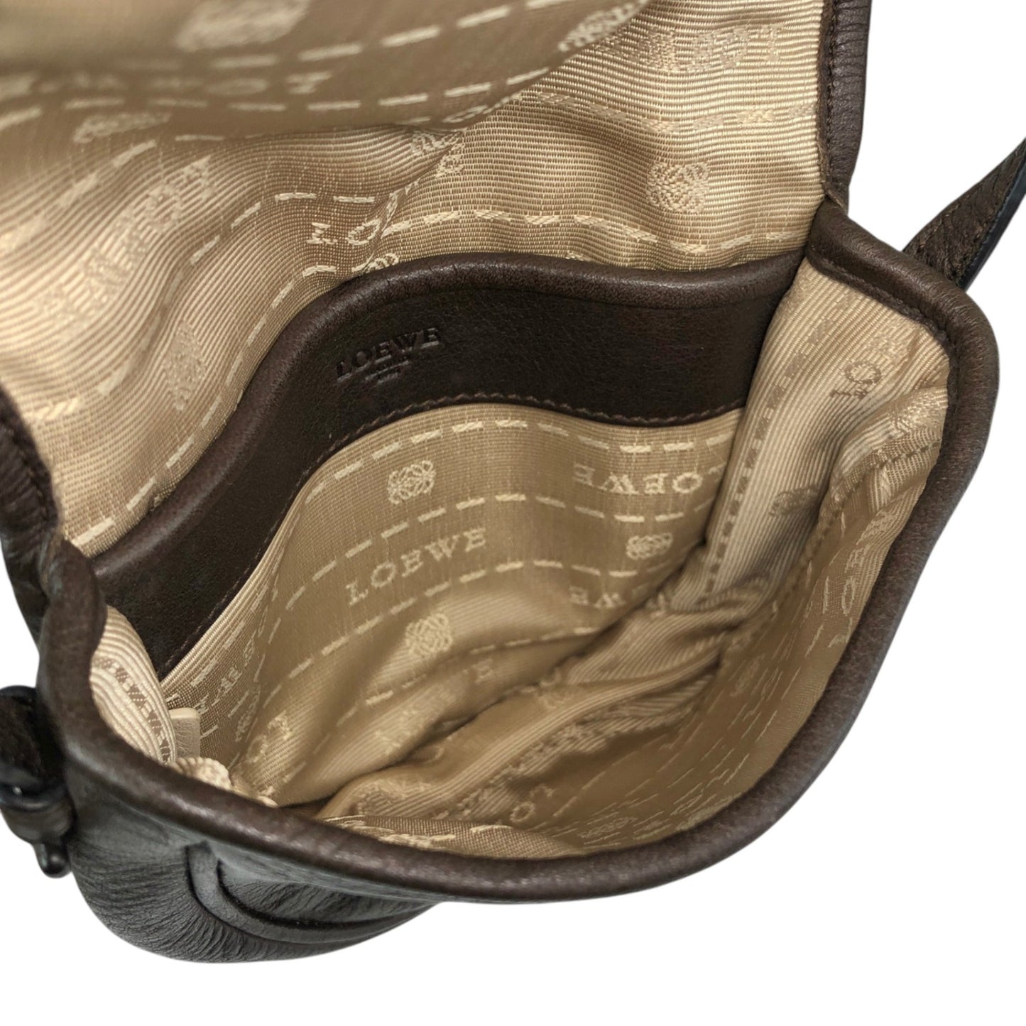 LOEWE Logo Embossed Small Shoulder bag Brown Vintage iavthk