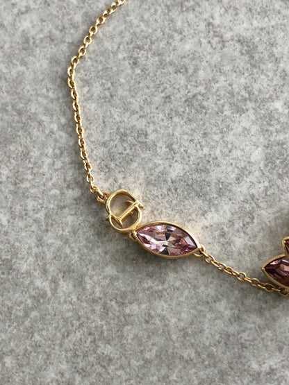 Christian Dior Stone Bracelet Gold×Pink Vintage 7bj8g5