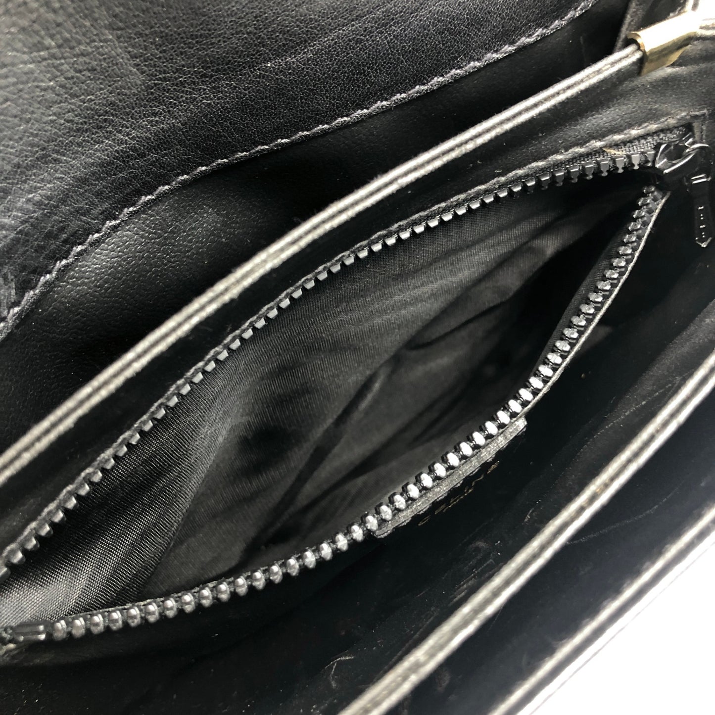 CELINE Triomphe Piping Shoulder bag Black×Brown Vintage 5hc7wn