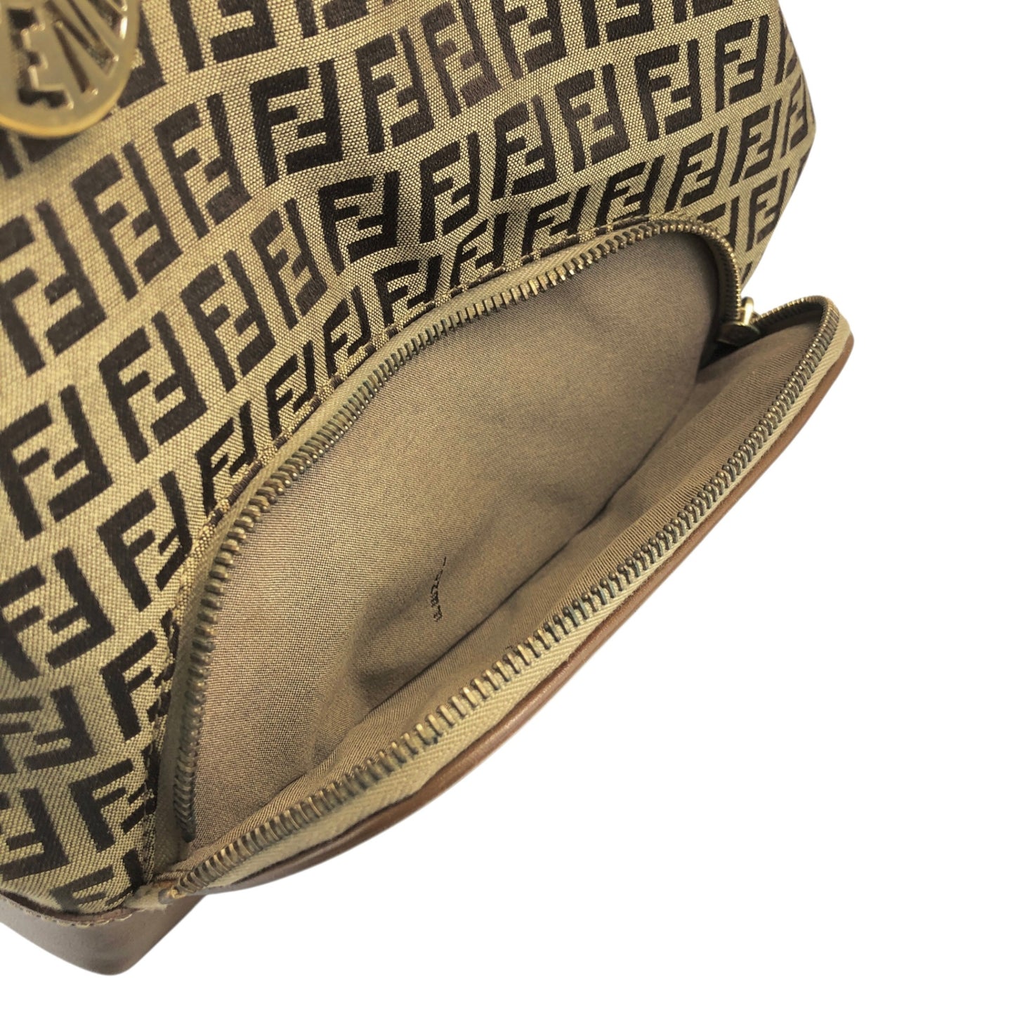 FENDI Zucchino Charm Handbag Brown Vintage 5ackrv