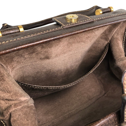 GUCCI Metal Clasp Handbag Brown Vintage fva3h4