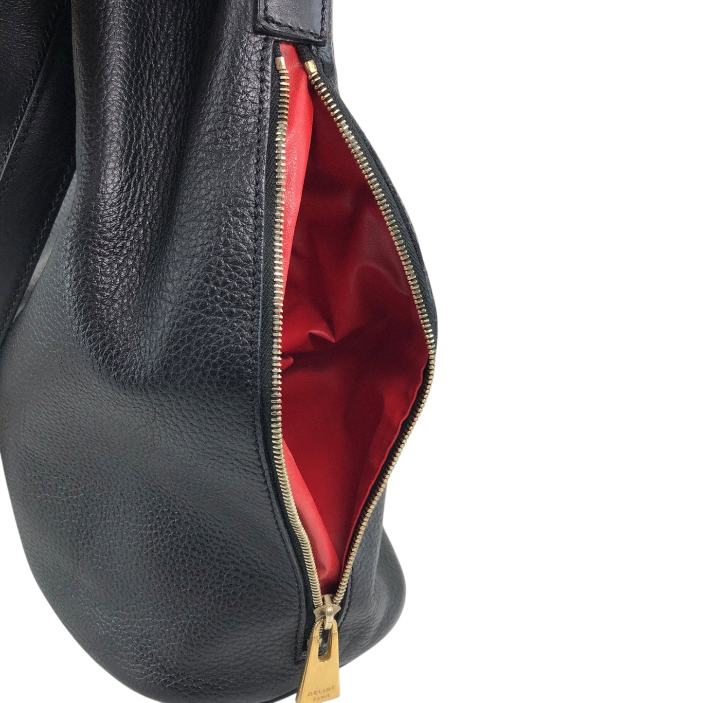 CELINE Toggle Clasp Drawstring Shoulder bag Black Vintage mgyxeh