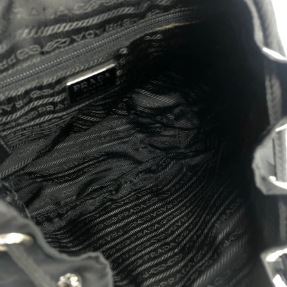 PRADA Triangle Logo Double Pocket Nylon Leather Backpack Black Vintage mkjw48