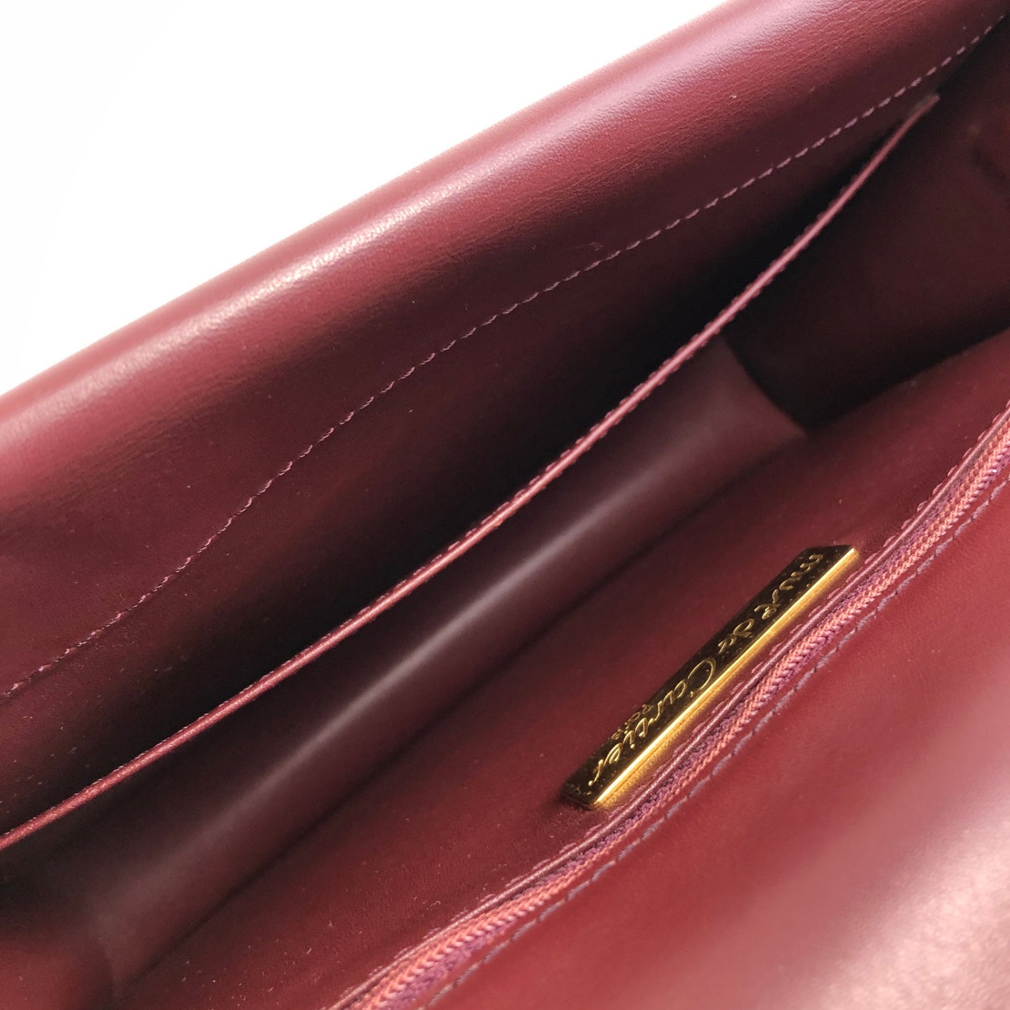 Cartier Double Flap Leather Shoulder bag Bordeaux Vintage z6jn6d