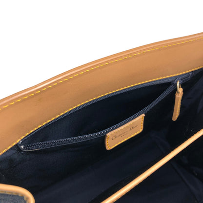 Christian Dior Logo Canvas Handbag Beige×Blue Vintage fwaghn