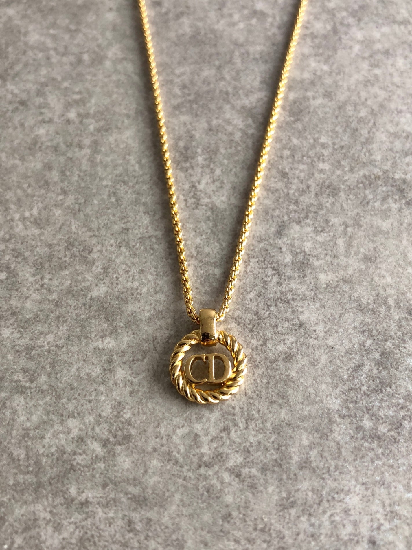 Christian Dior CD Logo Motif Necklace Gold Vintage zifcph