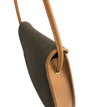 Yves Saint Laurent YSL Logo Round Shoulder bag Brown Vintage 4swhva