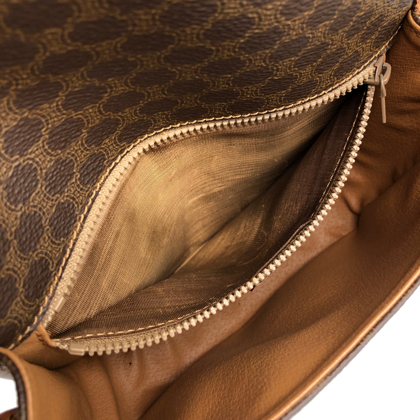 CELINE Macadam Front Buckle Shoulder bag Brown Vintage cabjde