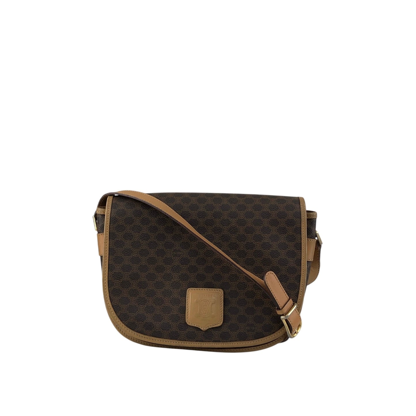 CELINE Macadam Blason Shoulder bag Brown Vintage rtiv5k