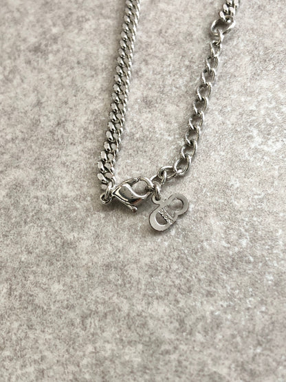 Christian Dior Logo Necklace Silver Vintage 4p6ati