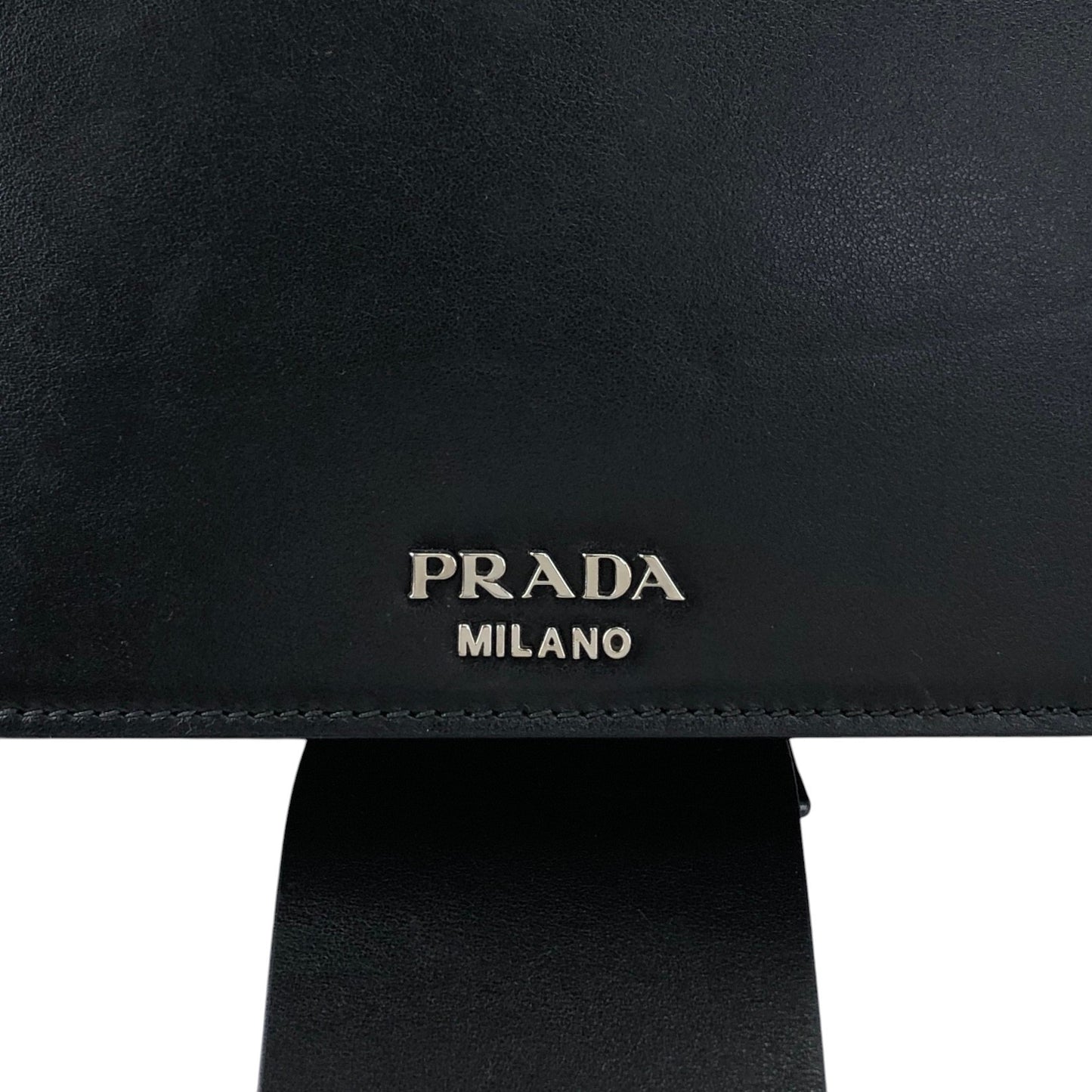 PRADA Logo Ribbon Motif Shoulder bag Black Vintage e3gymr