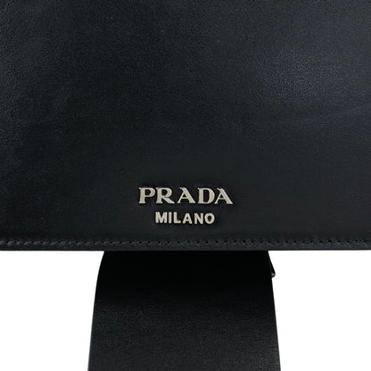 PRADA Logo Ribbon Motif Shoulder bag Black Vintage e3gymr