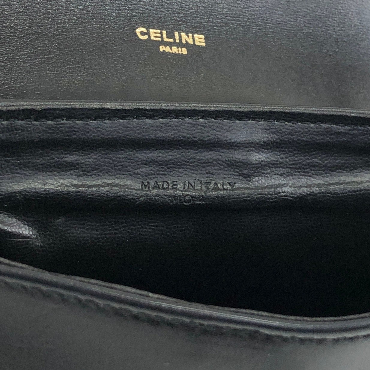 CELINE Triomphe Shoulder bag Black Vintage g3k6b3