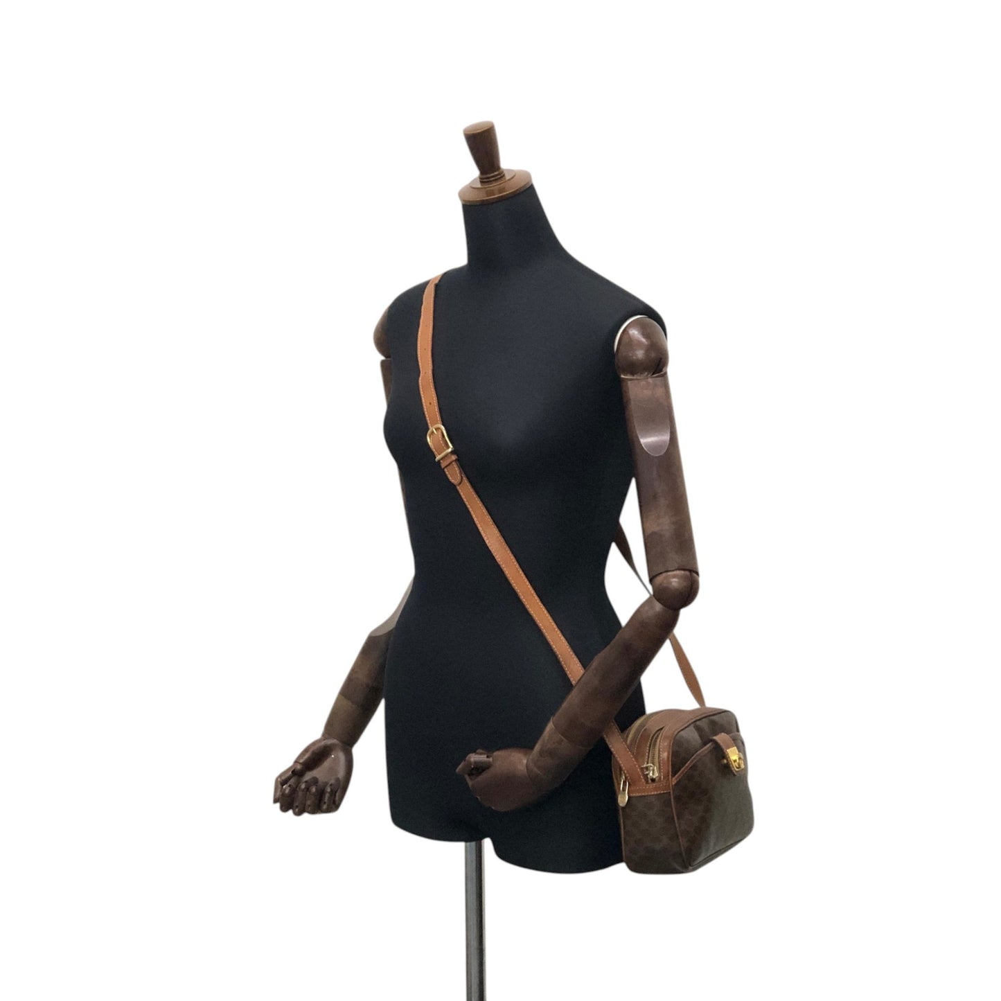 CELINE Macadam Gancini Shoulder bag Brown Vintage jcyy3u