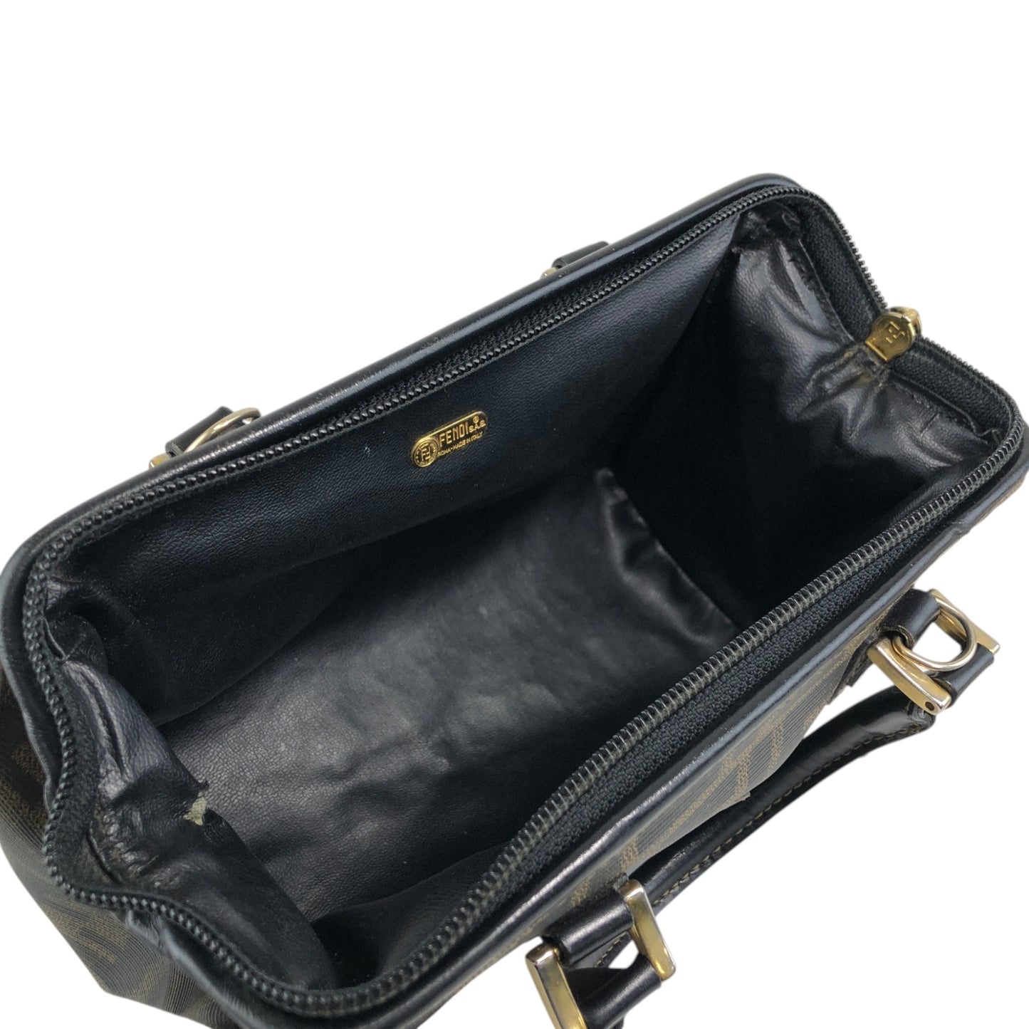 FENDI Zucca Logo Two-way Small Boston bag Shoulder bag Black Vintage v4wjj7