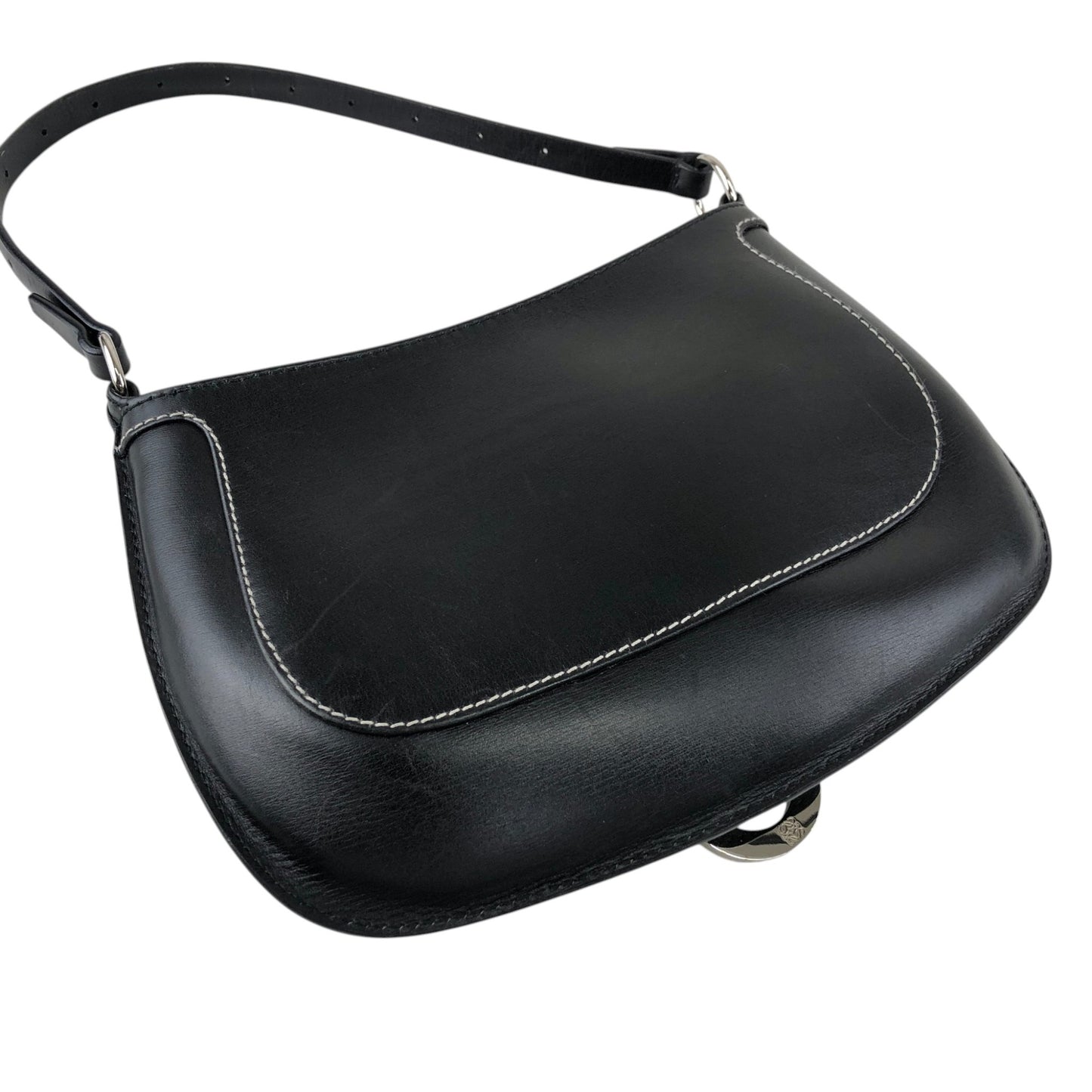 LOEWE Logo Circle Motif Handbag Black Vintage wcdj4h