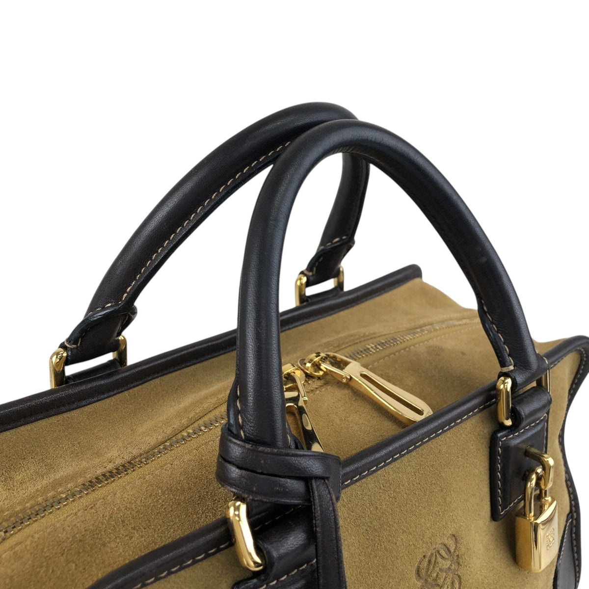 LOEWE Amazona28 Anagram Handbag Boston bag Beige Vintage gia6hg