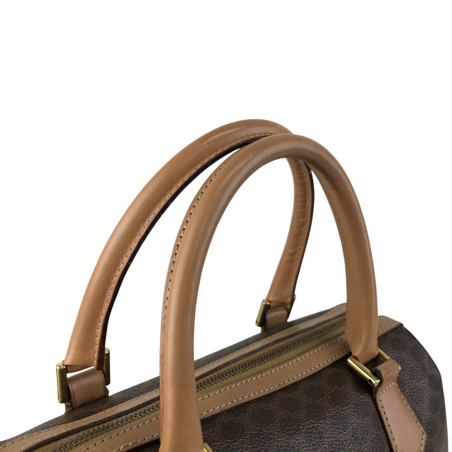 CELINE Macadam Triomphe Handbag Boston bag Brown Vintage 7bmypd