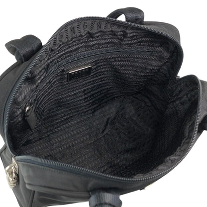 PRADA Tessuto Triangle Logo Padlock Handbag Black Vintage u7mkdg