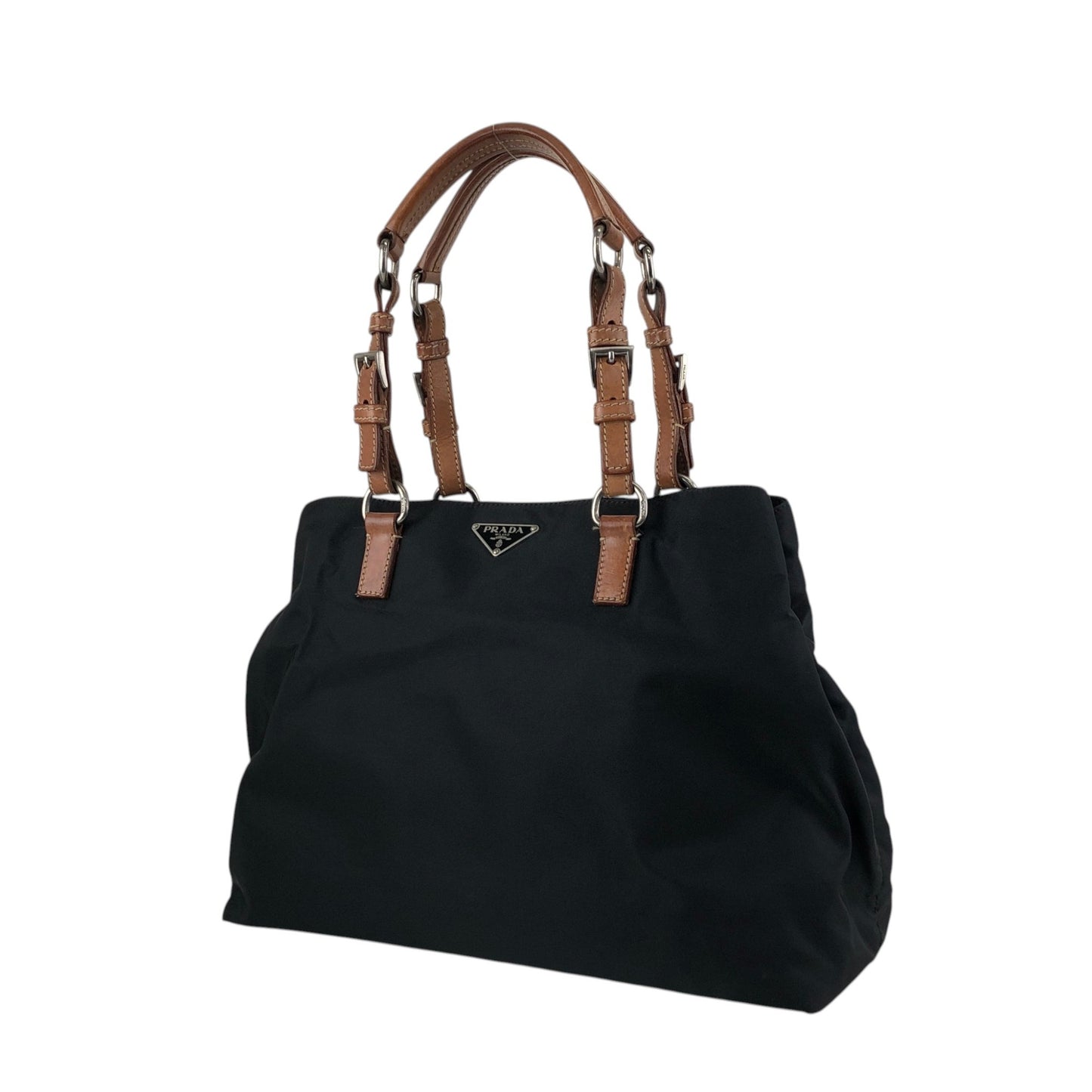 PRADA Triangle Logo Handbag Black Vintage 3gbhv8