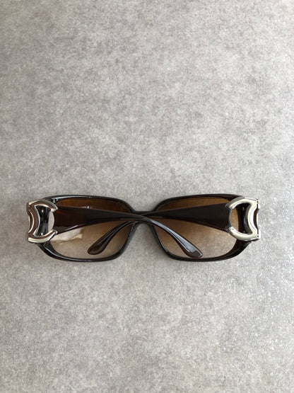 CHANEL Coco Mark Sunglasses Brown Vintage 2naxv6