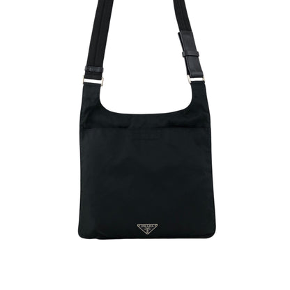 PRADA Tessuto Triangle Logo Shoulder bag Black Vintage 3vh55r