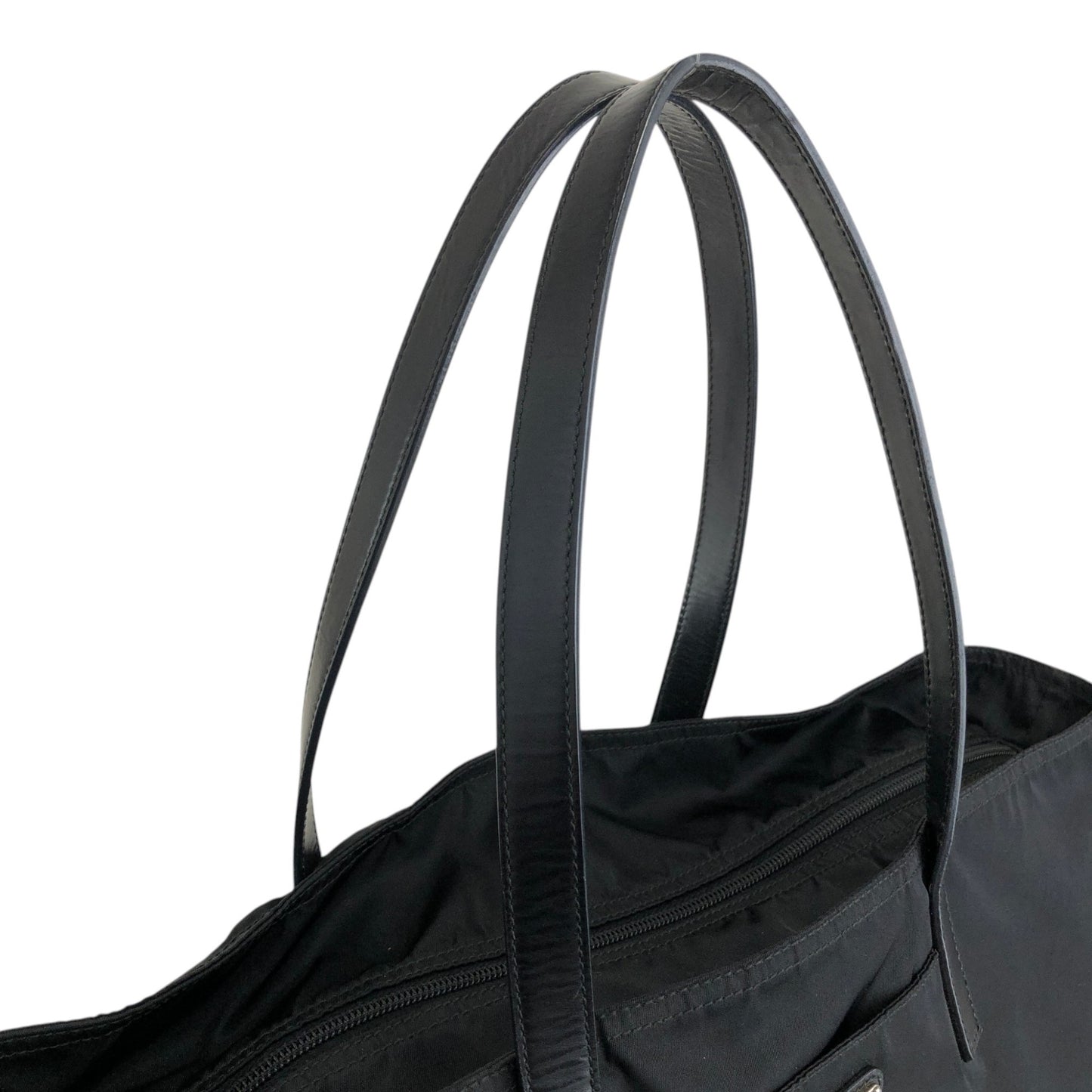 PRADA Tessuto Triangle Logo Totebag Black Vintage naaxd3
