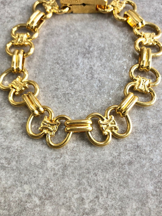 CELINE Triomphe Bracelet Gold Vintage vxnjir