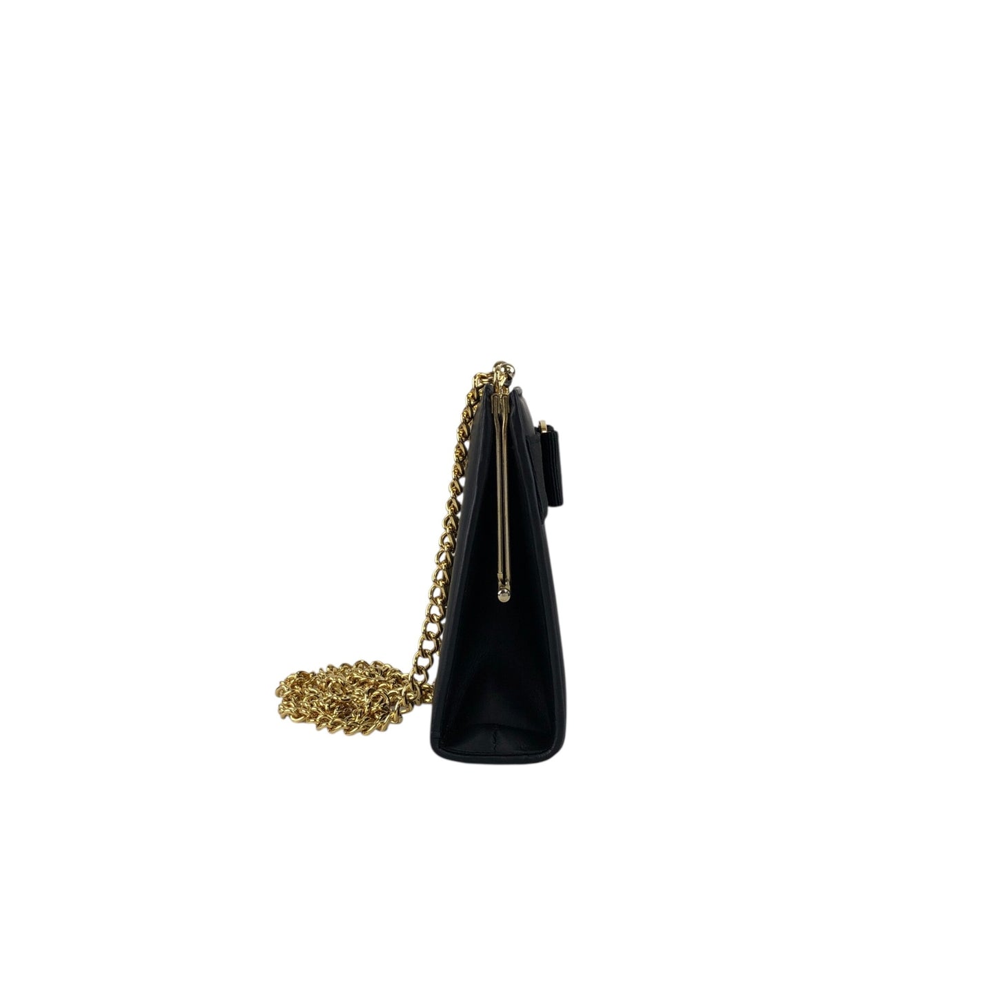 Salvatore Ferragamo Vala Ribbon Small Chain Shoulder bag Black Vintage y5f4jw