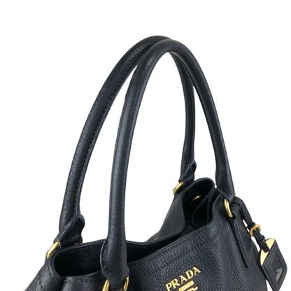 PRADA Logo Handbag Black BN2534 Vintage 6ubit3