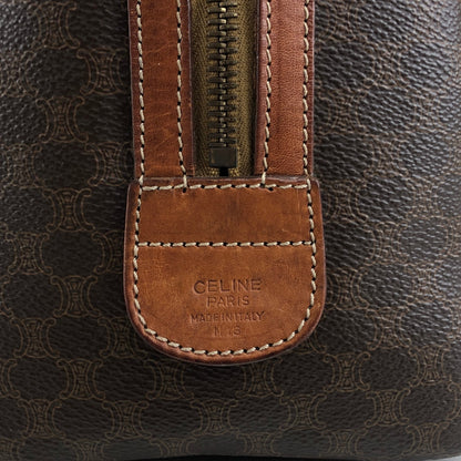 CELINE Macadam Blason Small Boston bag Handbag Brown Vintage akh2uk