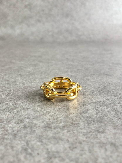 HERMES Chaine d'ancre Scarf Ring Gold Vintage kvk8ui