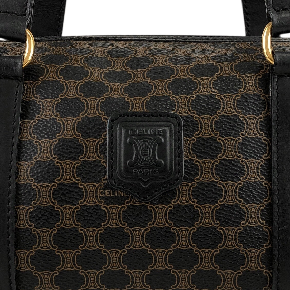 CELINE Macadam Blason Handbag Totebag Black Vintage etm2ud