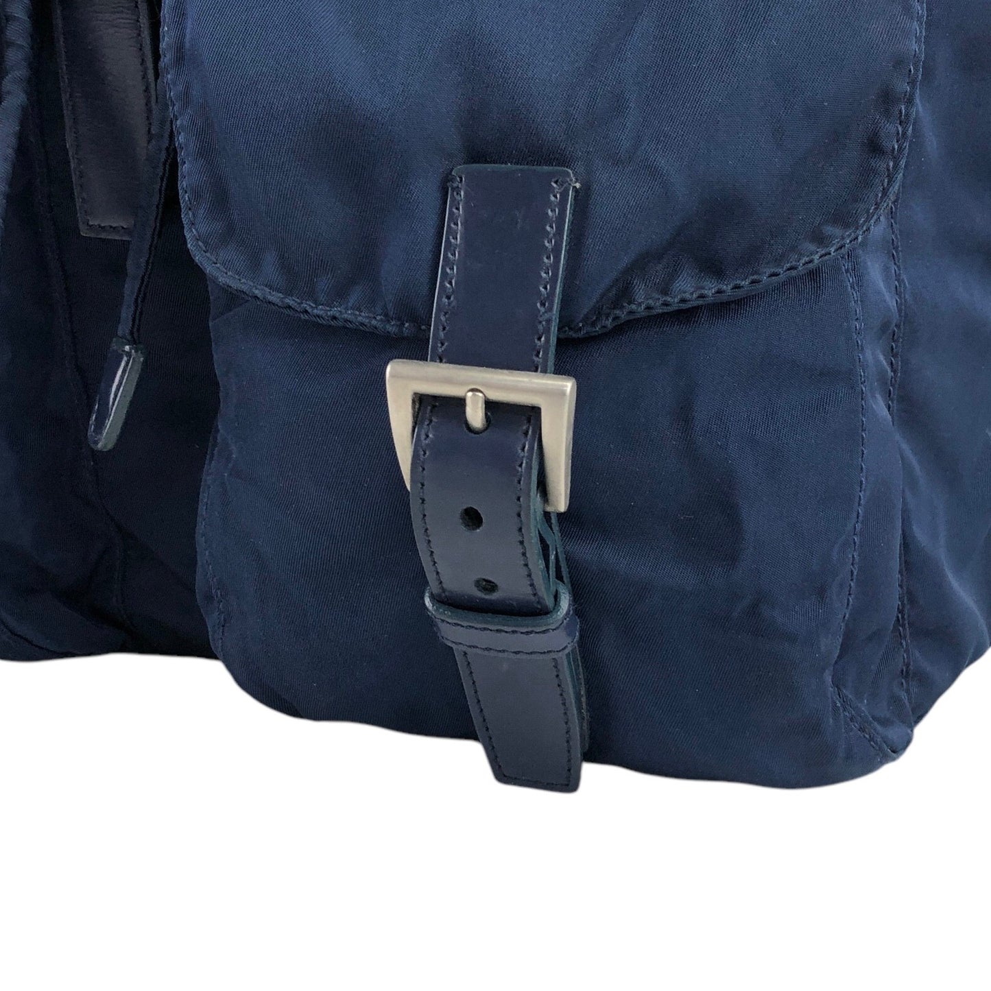 PRADA Triangle Logo Double Pocket Backpack Navy Vintage 7x3s5r