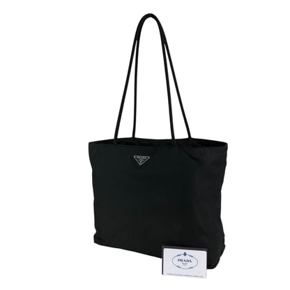 PRADA Tessuto Triangle Logo Handbag Totebag Black Vintage prni67