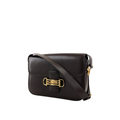 CELINE Horse Bit Flap Shoulder bag Brown Vintage 7atjbx