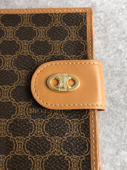 CELINE Macadam Triomphe Folded Wallet Brown Vintage bcju54