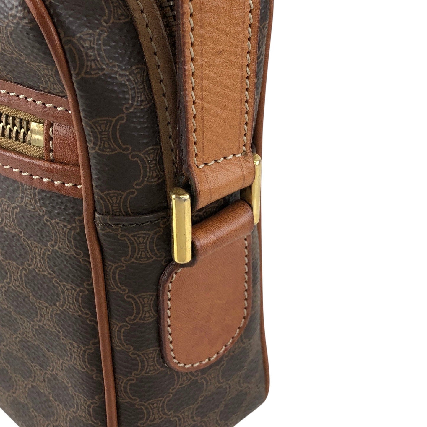 CELINE Macadam Blason Shoulder bag Brown Vintage 7dx72b