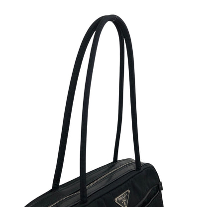 PRADA 三角形標誌前口袋小號波士頓包手提包黑色復古 k2g4ss